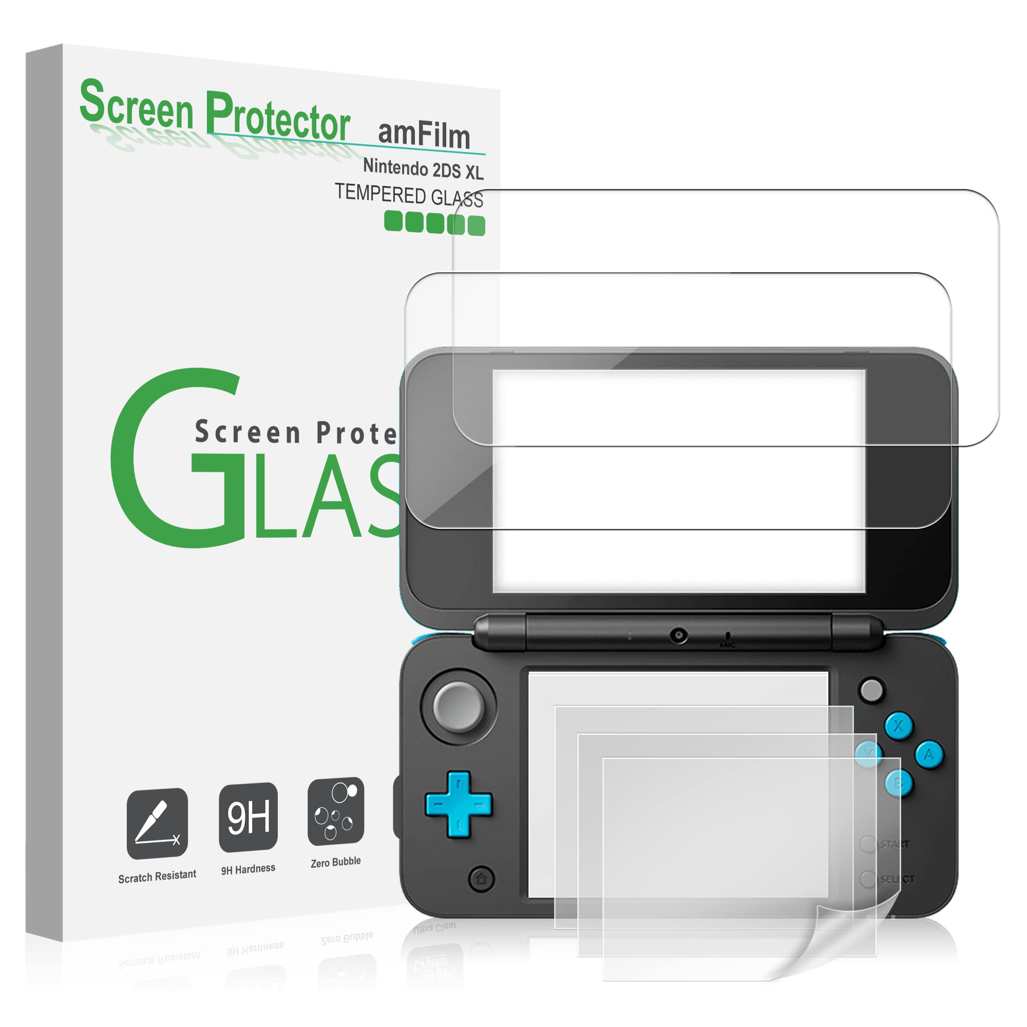 amFilm New Nintendo 2DS XL Screen Protector Pack Screen Protectors for New Nintendo 2DS XL 2017 (2 Protectors in Package) - Nintendo 3DS ACCESSORIES amFilm