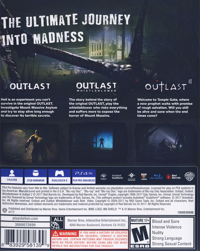 Outlast Trinity - (PS4) PlayStation 4 [Pre-Owned] Video Games WB Games   