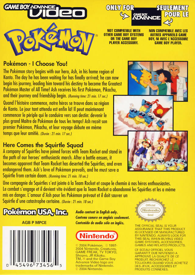 Game Boy Advance Video: Pokemon (I Choose You! / Here Comes the Squirtle Squad) - (GBA) Game Boy Advance [Pre-Owned] Video Games Majesco
