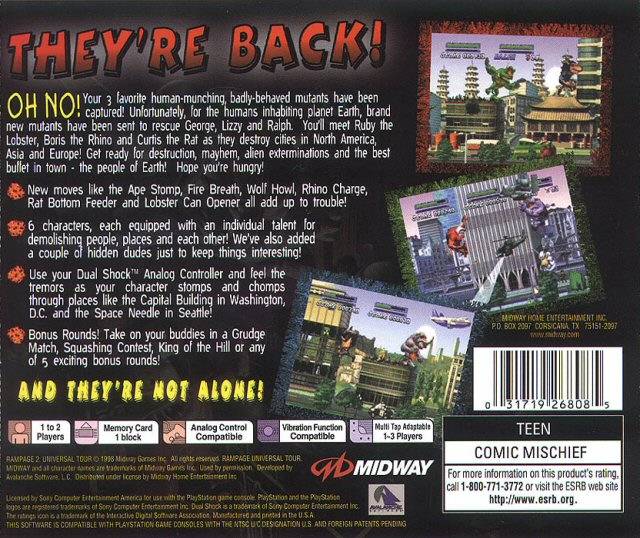 Rampage 2: Universal Tour - (PS1) PlayStation 1 [Pre-Owned] Video Games Midway   