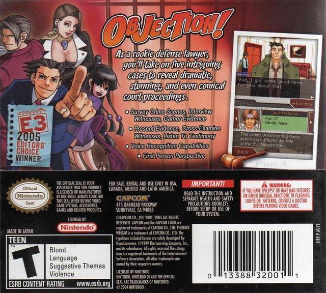 Phoenix Wright: Ace Attorney - (NDS) Nintendo DS [Pre-Owned] Video Games Capcom   