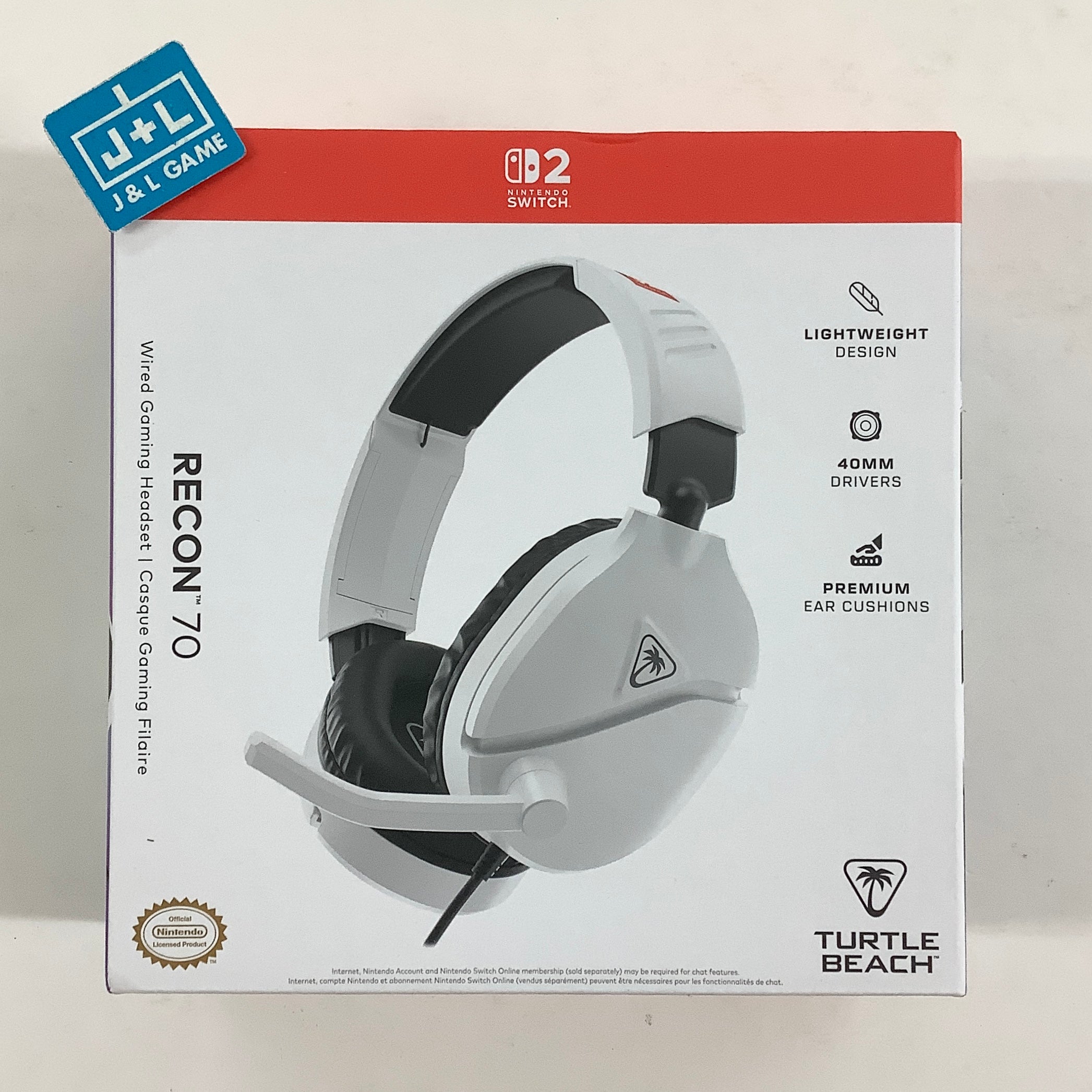 Turtle Beach Recon 70 Wired Gaming Headset (Black/White) - (NS2) Nintendo Switch 2 ACCESSORIES Turtle Beach