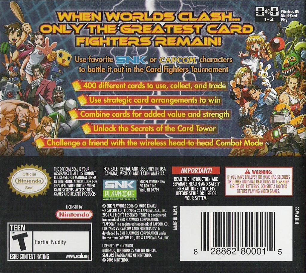 SNK vs. Capcom Card Fighters DS - (NDS) Nintendo DS [Pre-Owned] Video Games SNK Playmore   