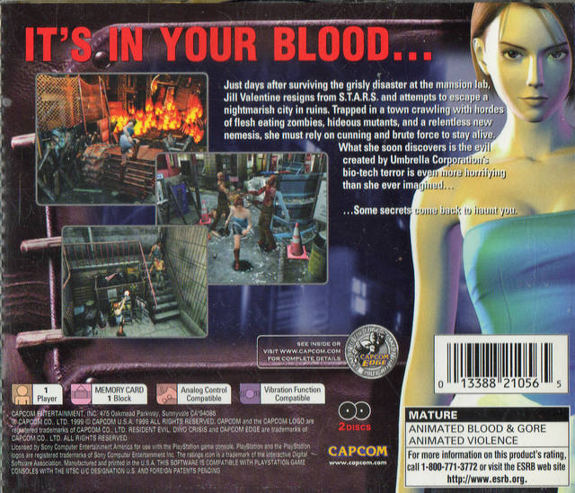 Resident Evil 3: Nemesis (with Dino Crisis Demo Disc) - (PS1) PlayStation 1 [Pre-Owned] Video Games Capcom