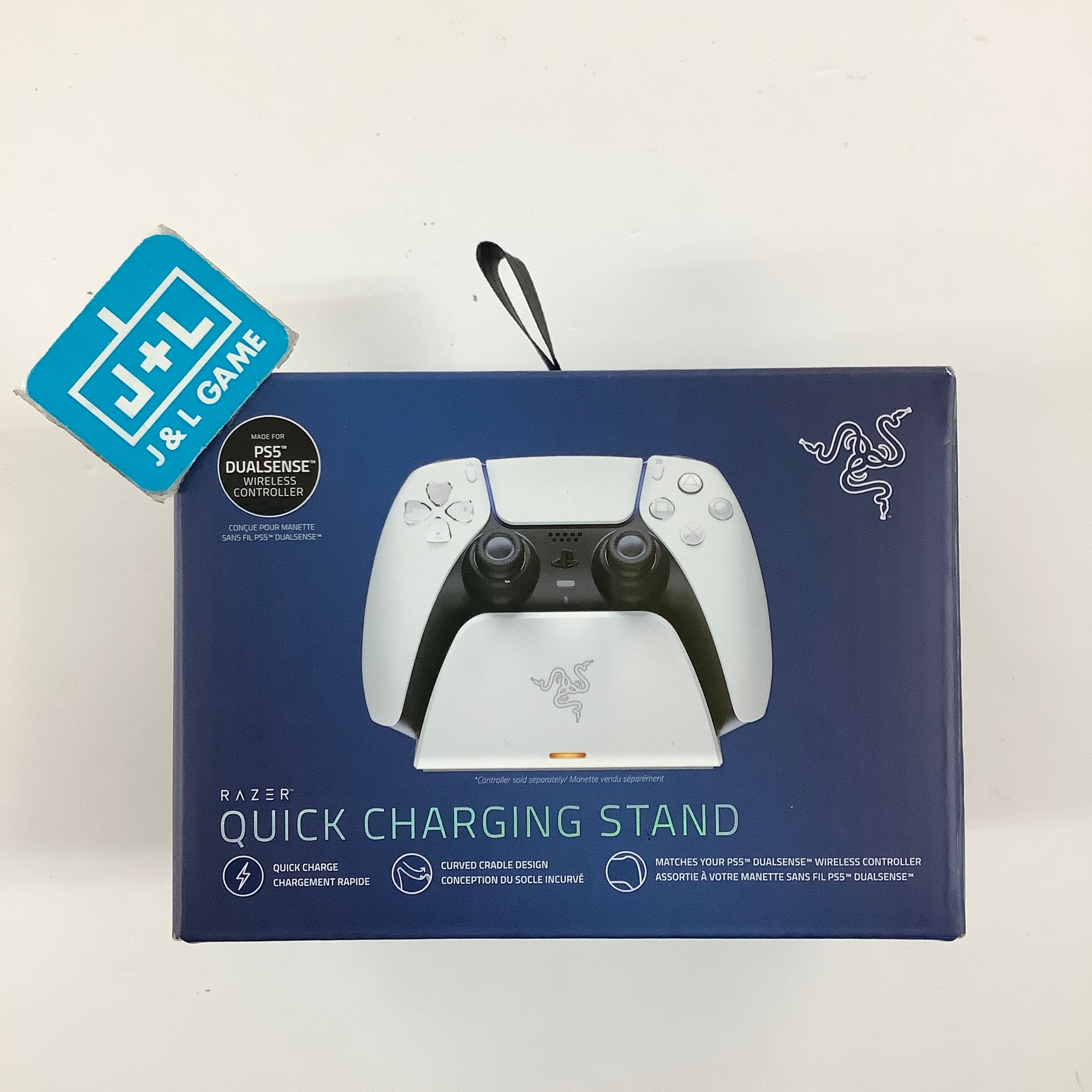 Razer Quick Charging Stand - Curved Cradle Design Matches PS5 DualSense Wireless Controller One-Handed Navigation USB Powered White - (PS5) PlayStation 5 ACCESSORIES Razer