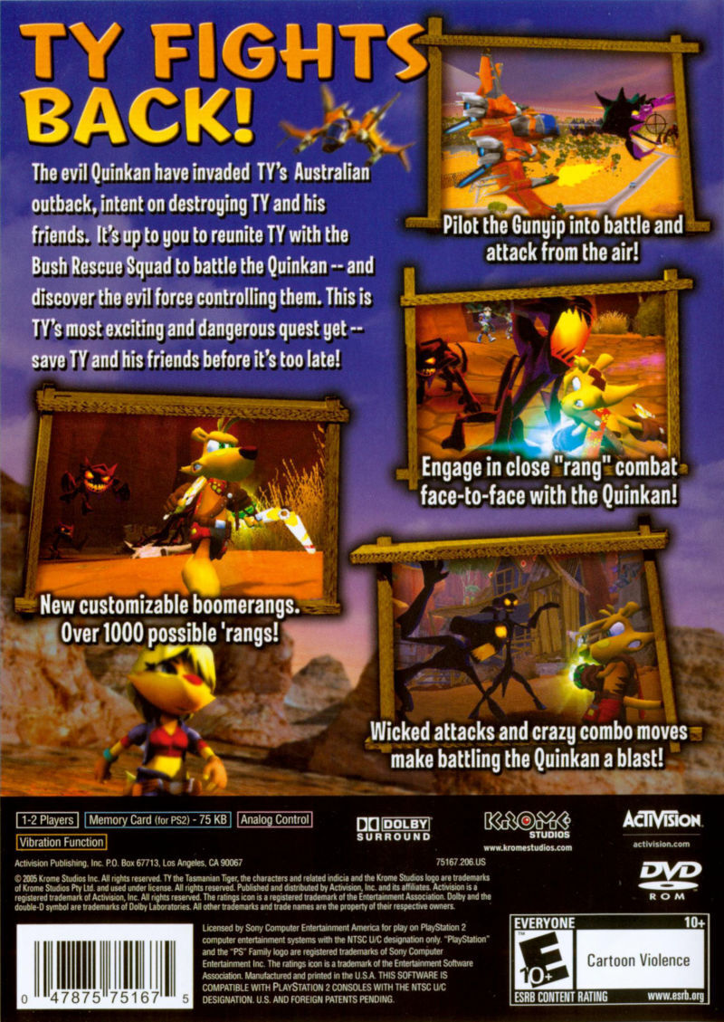 TY3 Tasmanian Tour: Night of the Quinkan - (PS2) PlayStation 2 [Pre-Owned] Video Games Activision Classics   