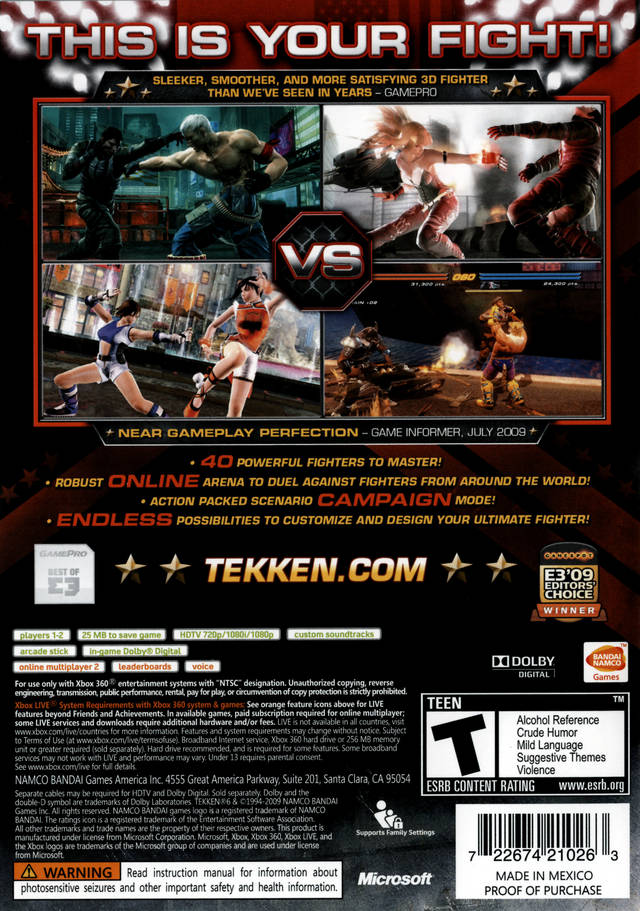 Tekken 6 - Xbox 360 [Pre-Owned] | J&L Game