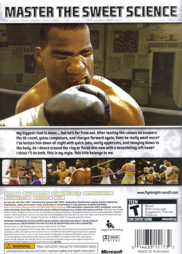 Fight Night Round 3 (Platinum Hits) - Xbox 360 [Pre-Owned] Video Games EA Sports