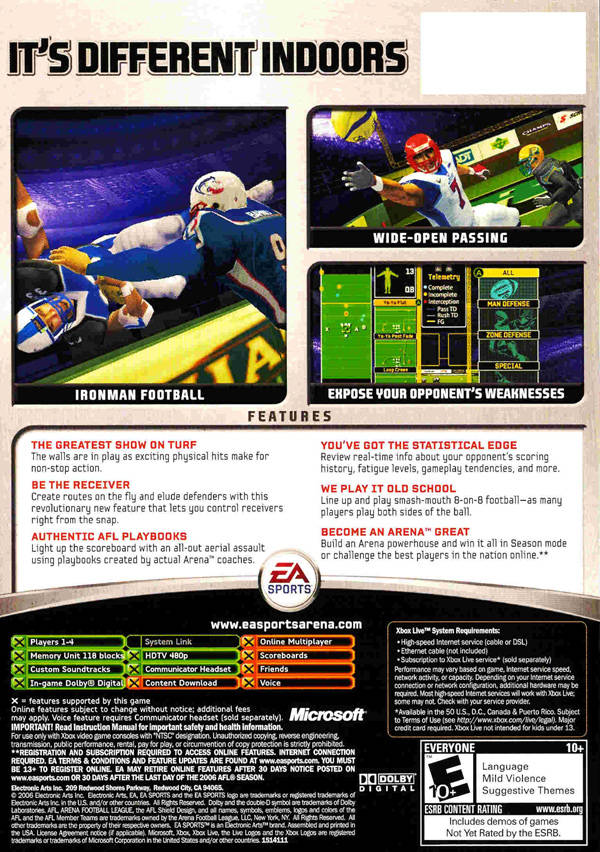 Arena Football - (XB) Xbox | J&L Game