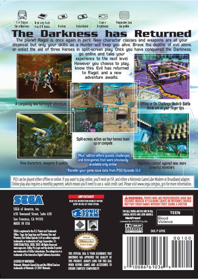 Phantasy Star Online Episode I & II Plus - (GC) GameCube [Pre-Owned] Video Games Sega   