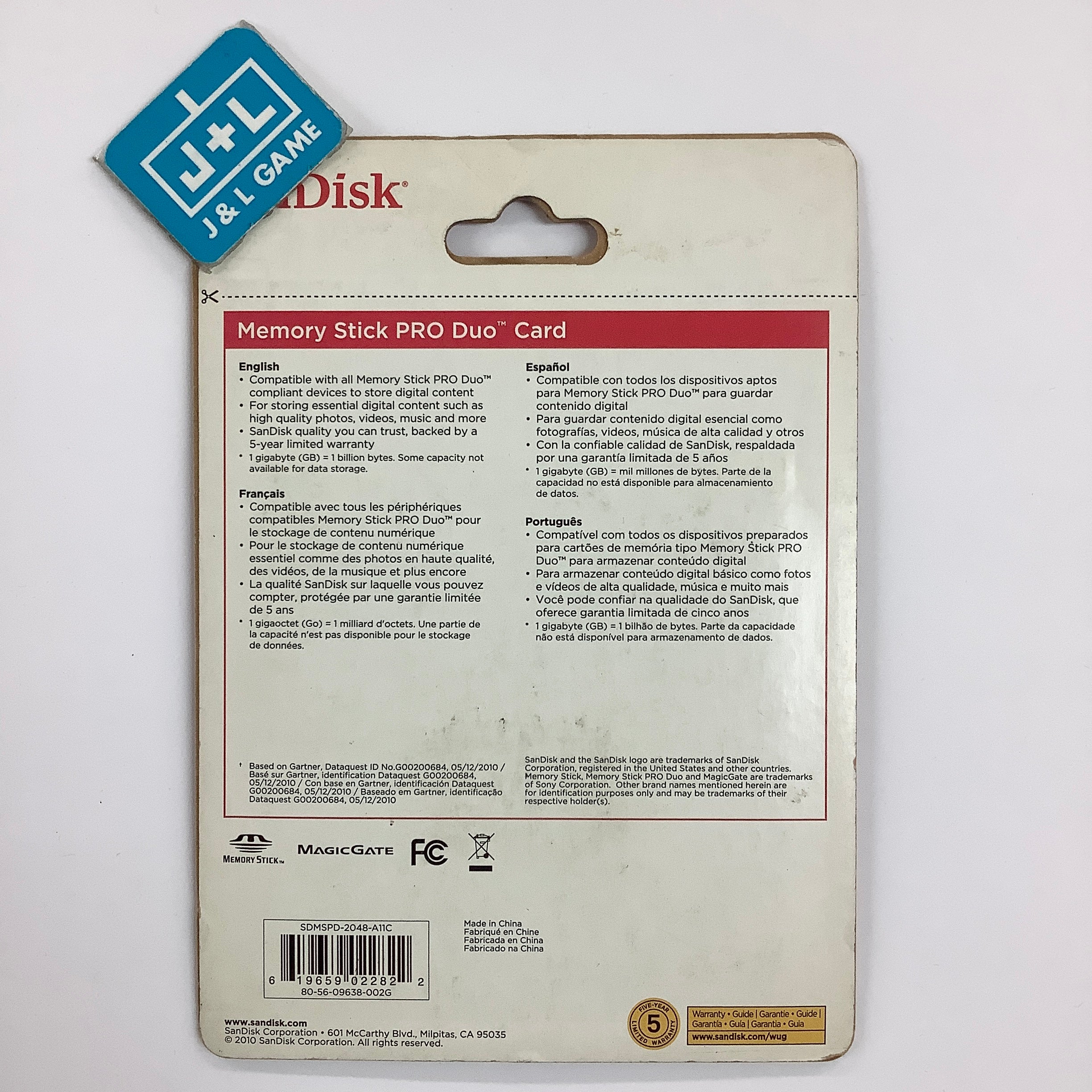 SanDisk 2 GB MemoryStick Pro Duo - SONY PSP ACCESSORIES SanDisk