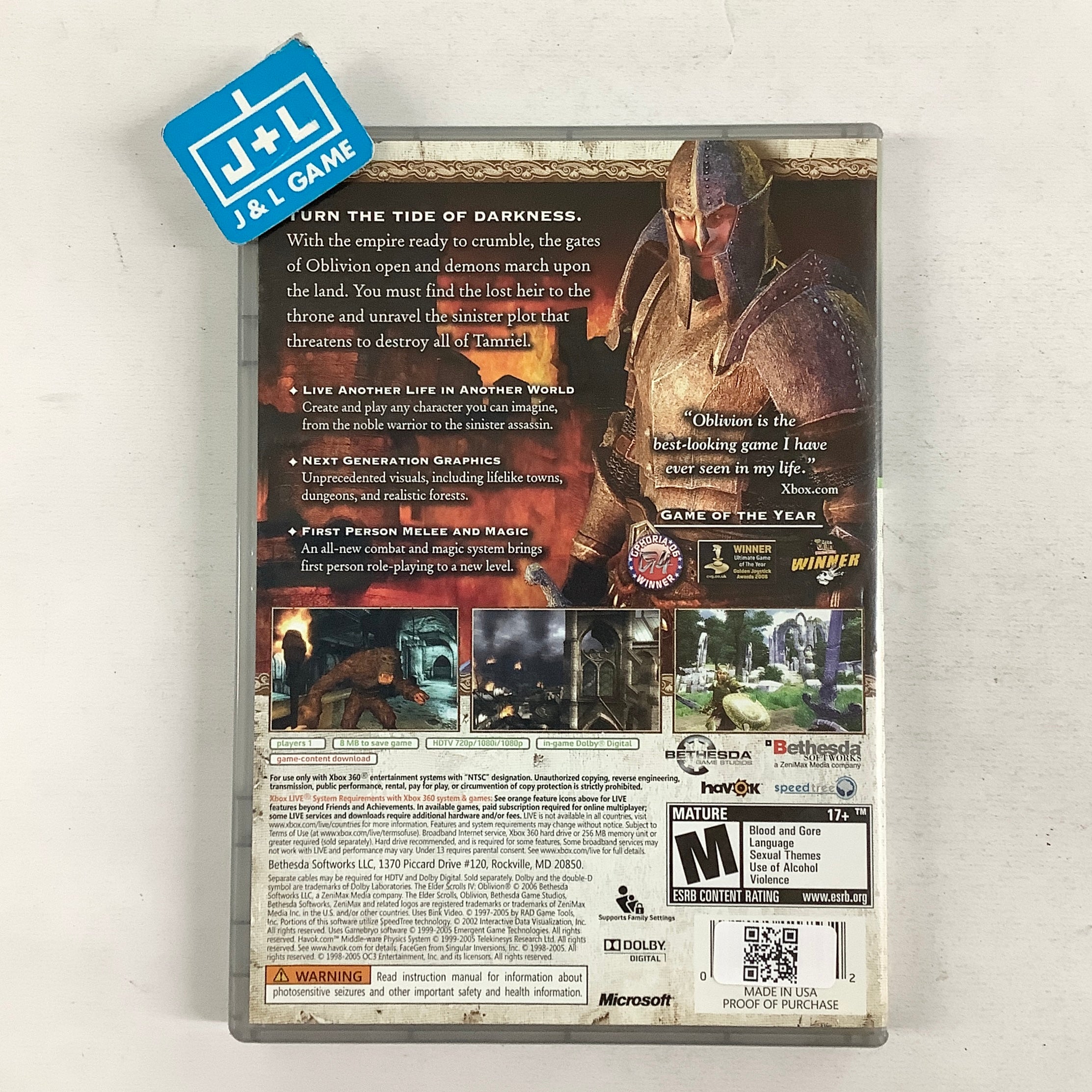 The Elder Scrolls IV: Oblivion (Platinum Hits) - Xbox 360 [Pre-Owned] Video Games 2K Games