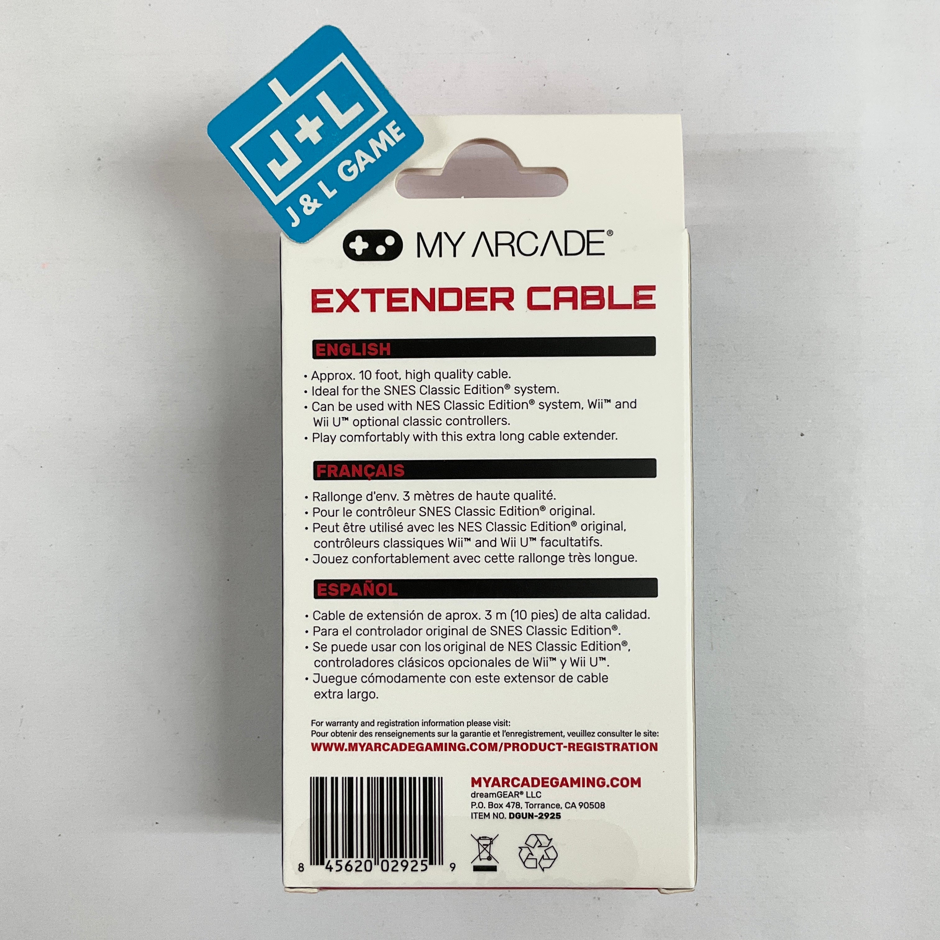 My Arcade 10 Foot Gamepad Super Nintendo Classic Extender Cable - (SNES) Super Nintendo Video Games My Arcade   