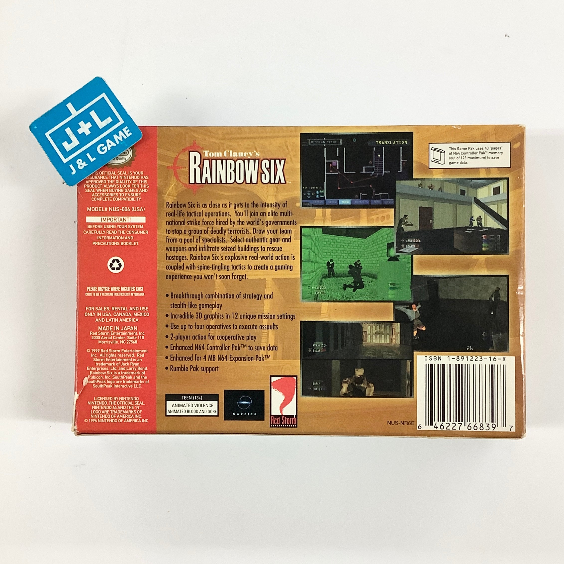 Tom Clancy's Rainbow Six (Black) - (N64) Nintendo 64 [Pre-Owned] Video Games Red Storm Entertainment