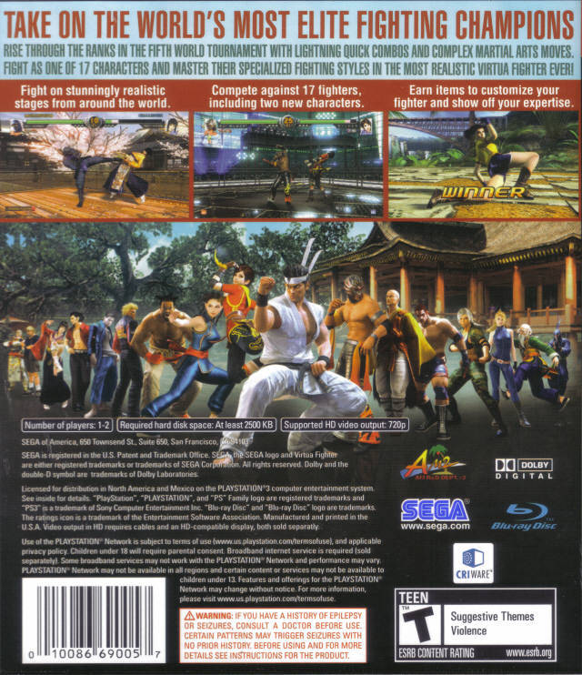Virtua Fighter 5 (Greatest Hits) - (PS3) PlayStation 3 Video Games Sega