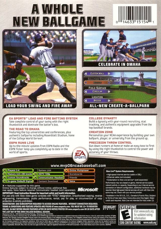 MVP NCAA Baseball 06- (XB) Xbox [Pre-Owned] Video Games EA Sports   