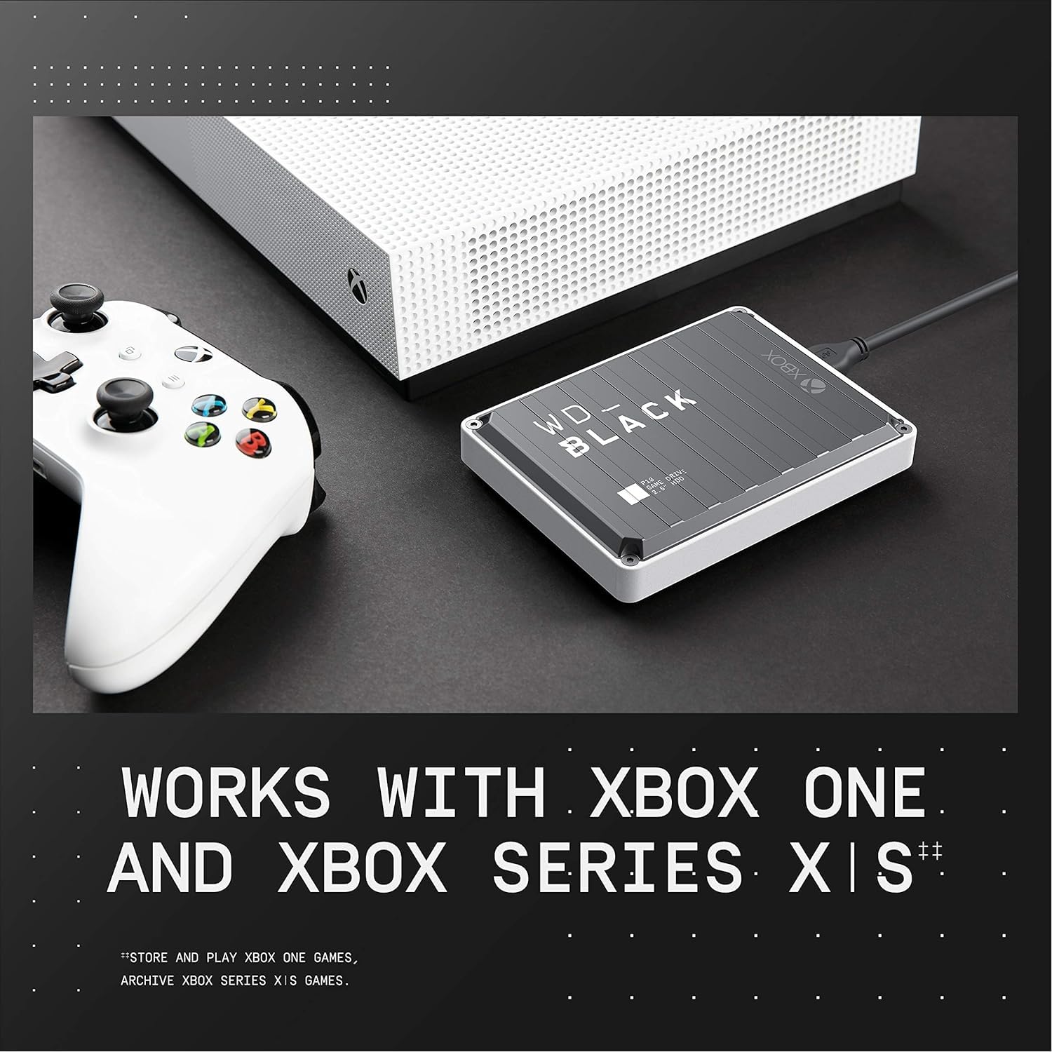 WD_BLACK 5TB P10 Game Drive for Xbox - 1-Month Xbox Game Pass, Portable External Hard Drive for On-The-Go Access To Your Xbox Game library - WDBA5G0050BBK-WESN ACCESSORIES WD