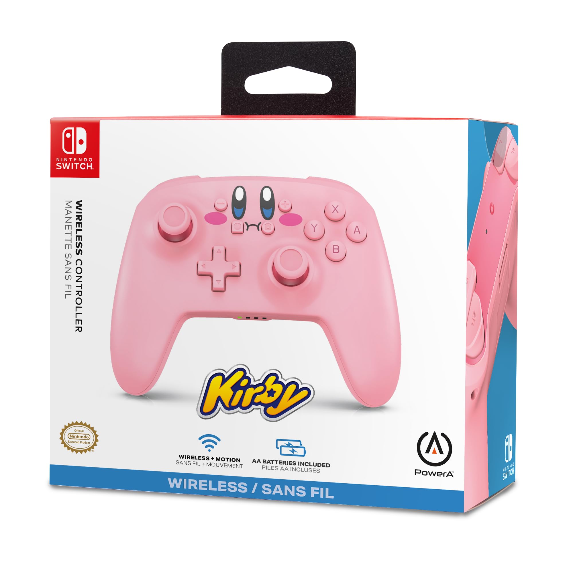 PowerA Wireless Controller for Nintendo Switch - Kirby Mouthful, Switch Lite/Switch-OLED Model, Nintendo Switch 2, AA Battery Powered (Battery Included), Bluetooth, Motion Controls, Officially Licensed VIDEO_GAME_CONTROLLER PowerA