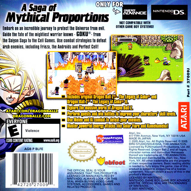 Dragon Ball Z: The Legacy of Goku I & II - (GBA) Game Boy Advance [Pre-Owned] Video Games Atari SA   