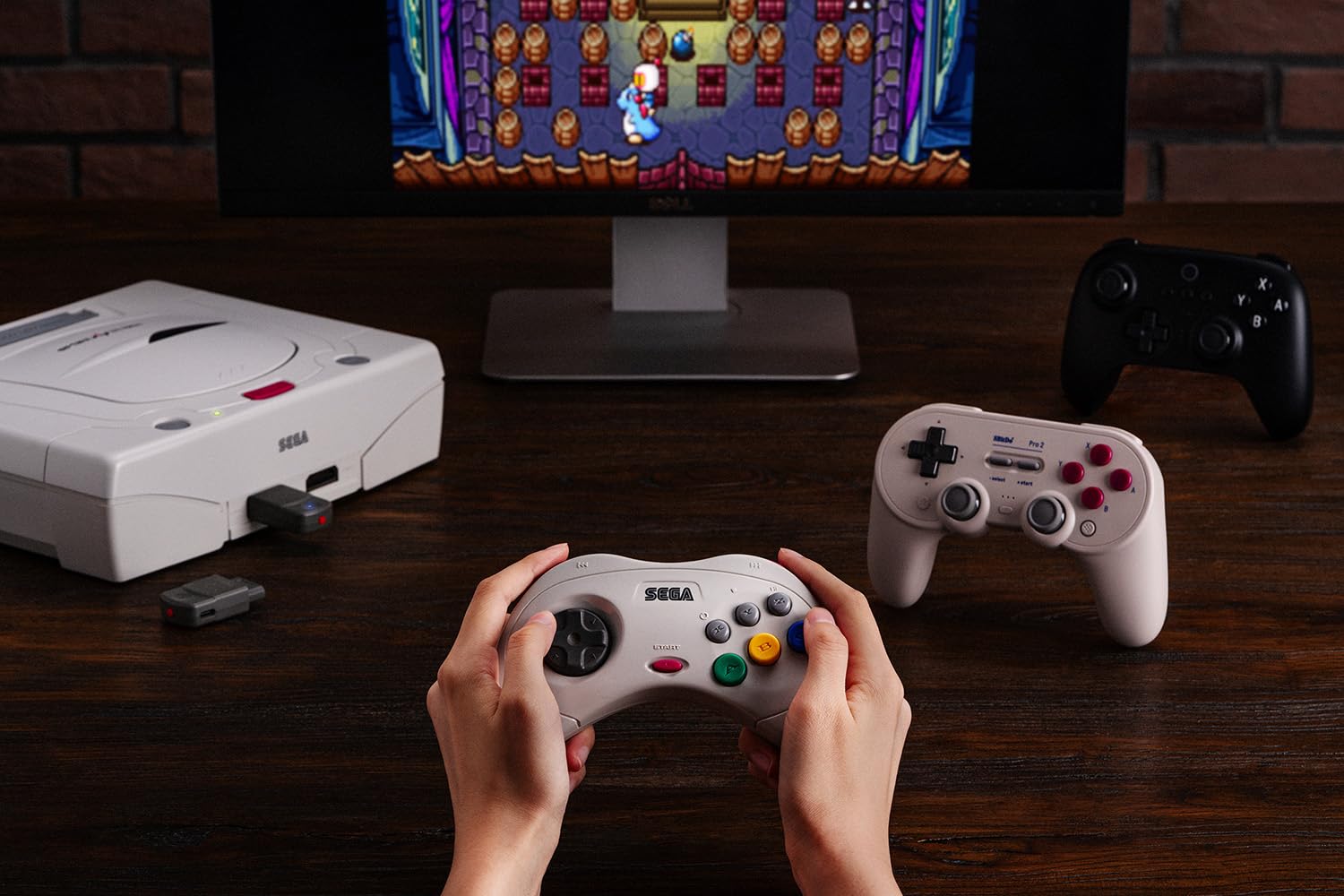 8BitDo Bluetooth Retro Receiver for Saturn and Windows, Compatible with Xbox Series Controller, Xbox One Bluetooth Controller, Switch Pro Controller and PS5/PS4 Controller - (SS) Sega Saturn ACCESSORIES 8Bitdo