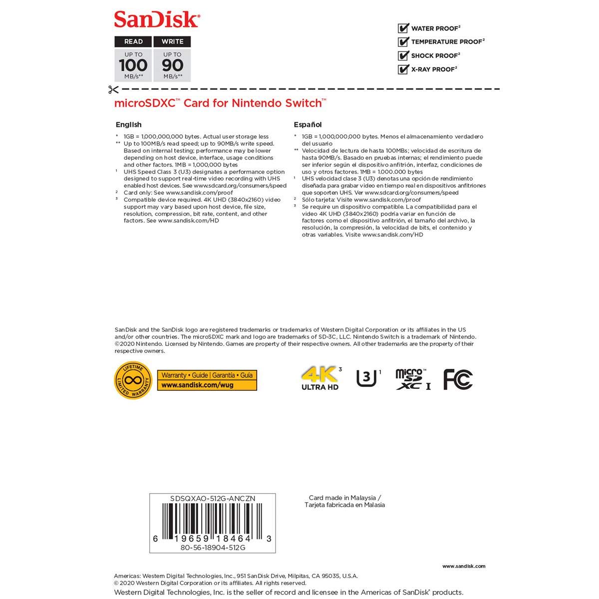 SanDisk 512GB microSD UHS-I Memory Card - (NSW) Nintendo Switch ACCESSORIES Sandisk