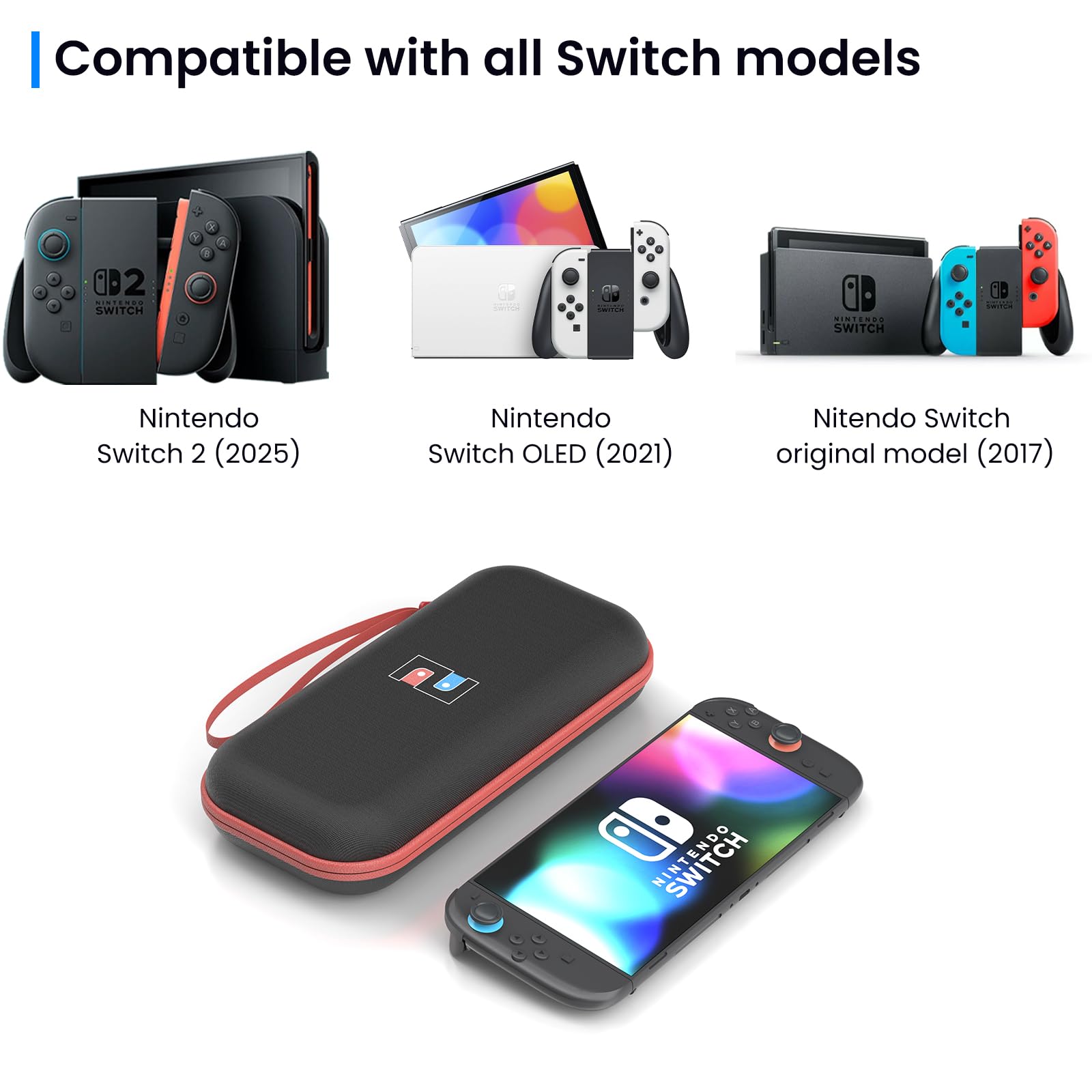 DIGIROOT Nintendo Switch 2 Travel Carrying Case Hard Shell Protective (Black & Red) - (NS2) Nintendo Switch 2 ACCESSORIES DIGIROOT