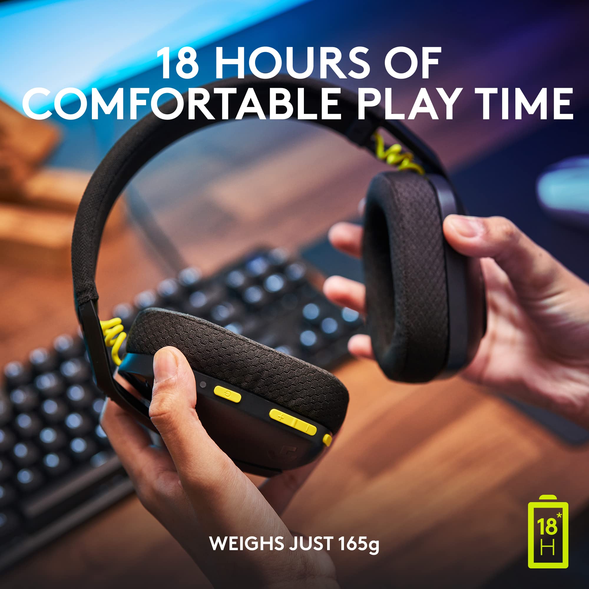 Logitech G435 Lightspeed & Bluetooth Wireless Gaming Headset - Lightweight Over-Ear Headphones, Built-in mics, 18h Battery, Dolby Atmos, PC, PS4, PS5, Nintendo Switch/Switch 2, Mobile - Black ACCESSORIES Logitech G