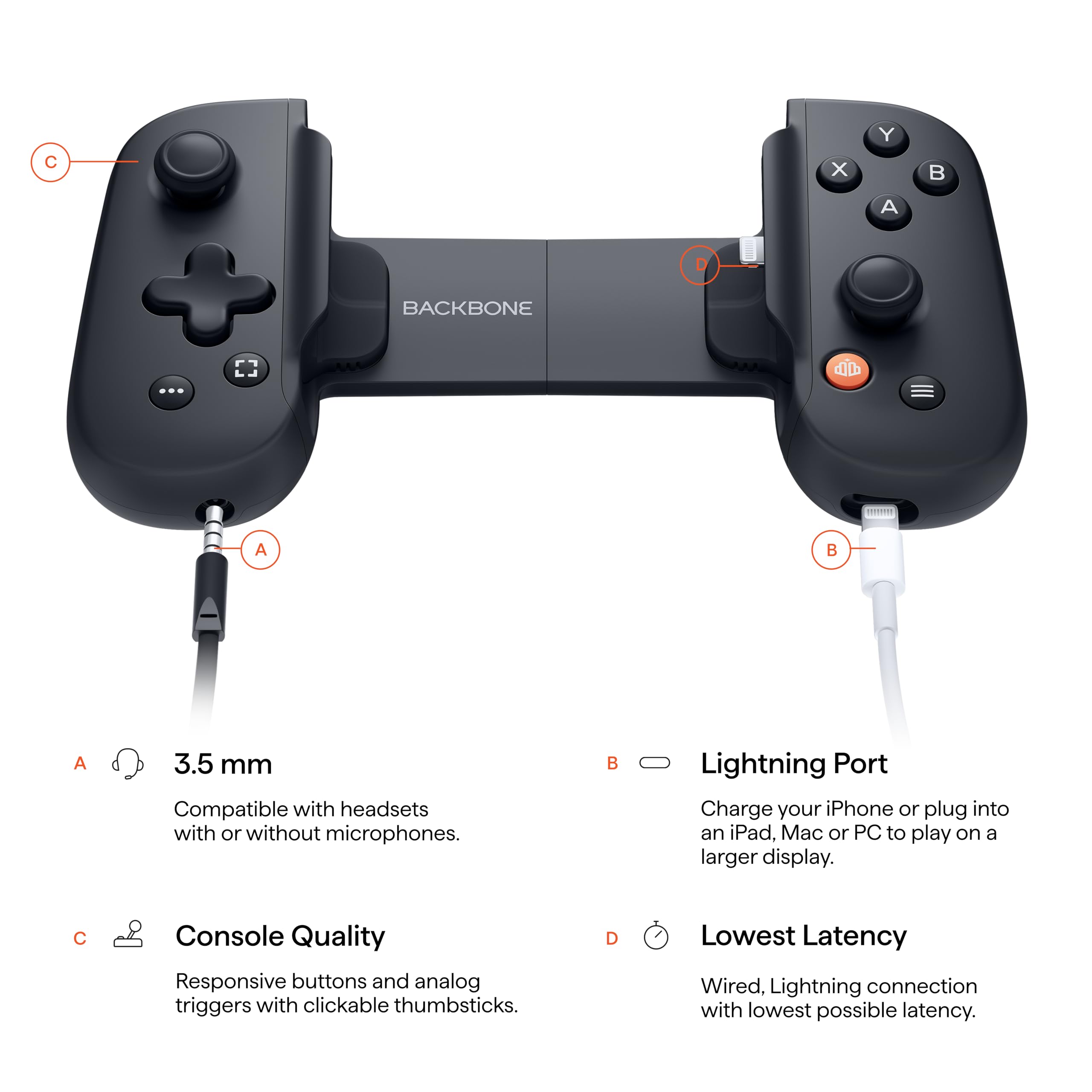 BACKBONE One Mobile Gaming Controller for iPhone (Lighting Black) - Mobile Video Games BACKBONE