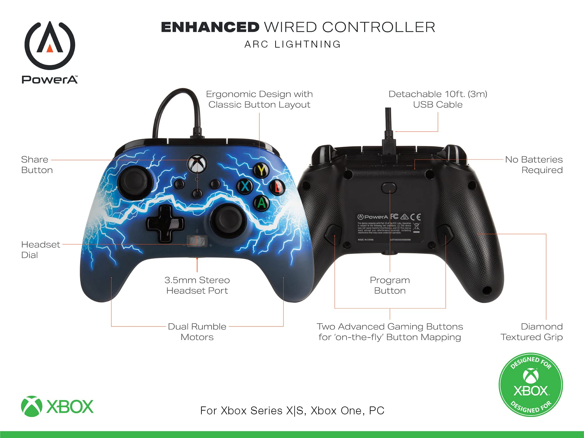 PowerA Enhanced Wired Controller (Arc Lightning) - (XSX) Xbox Series X Accessories PowerA