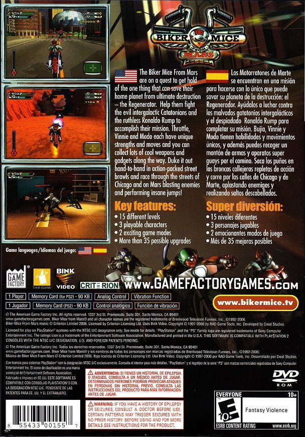 Biker Mice From Mars - (PS2) PlayStation 2 [Pre-Owned] Video Games Game Factory   