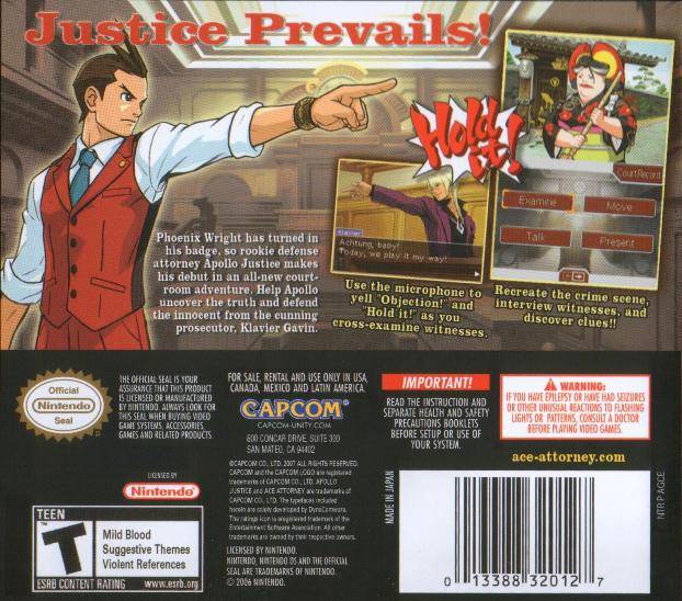 Apollo Justice: Ace Attorney - (NDS) Nintendo DS [Pre-Owned] Video Games Capcom   