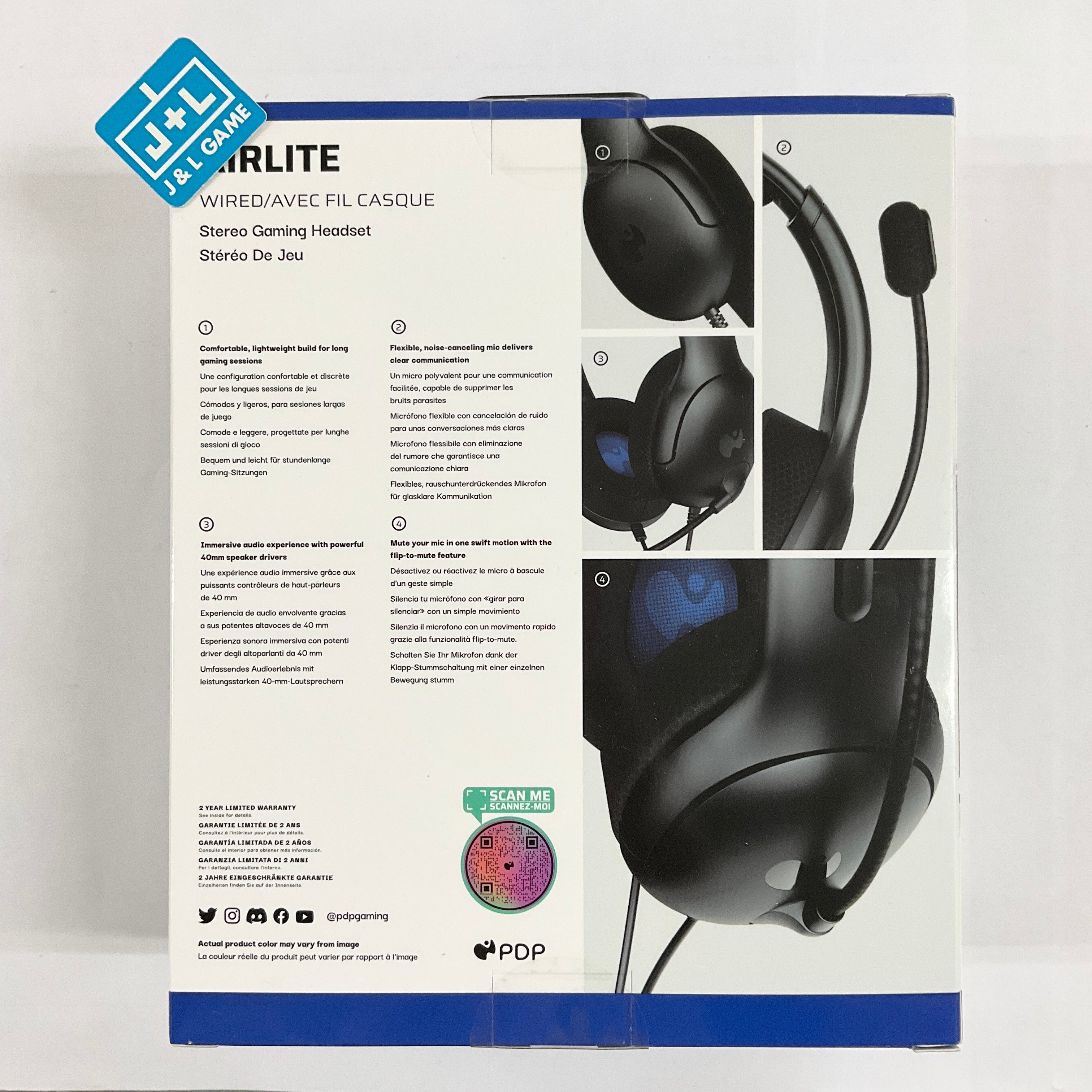 PDP AIRLITE Wired Stereo Gaming Headset (Black) - (PS5) Playstation 5 Video Games PDP   