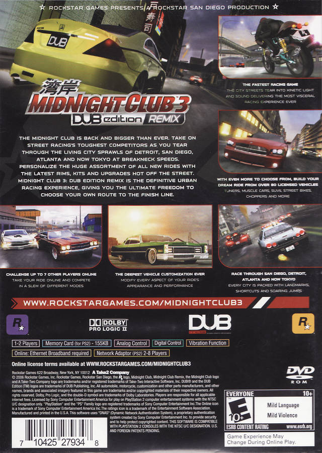 Midnight Club 3: DUB Edition Remix (Greatest Hits) - (PS2