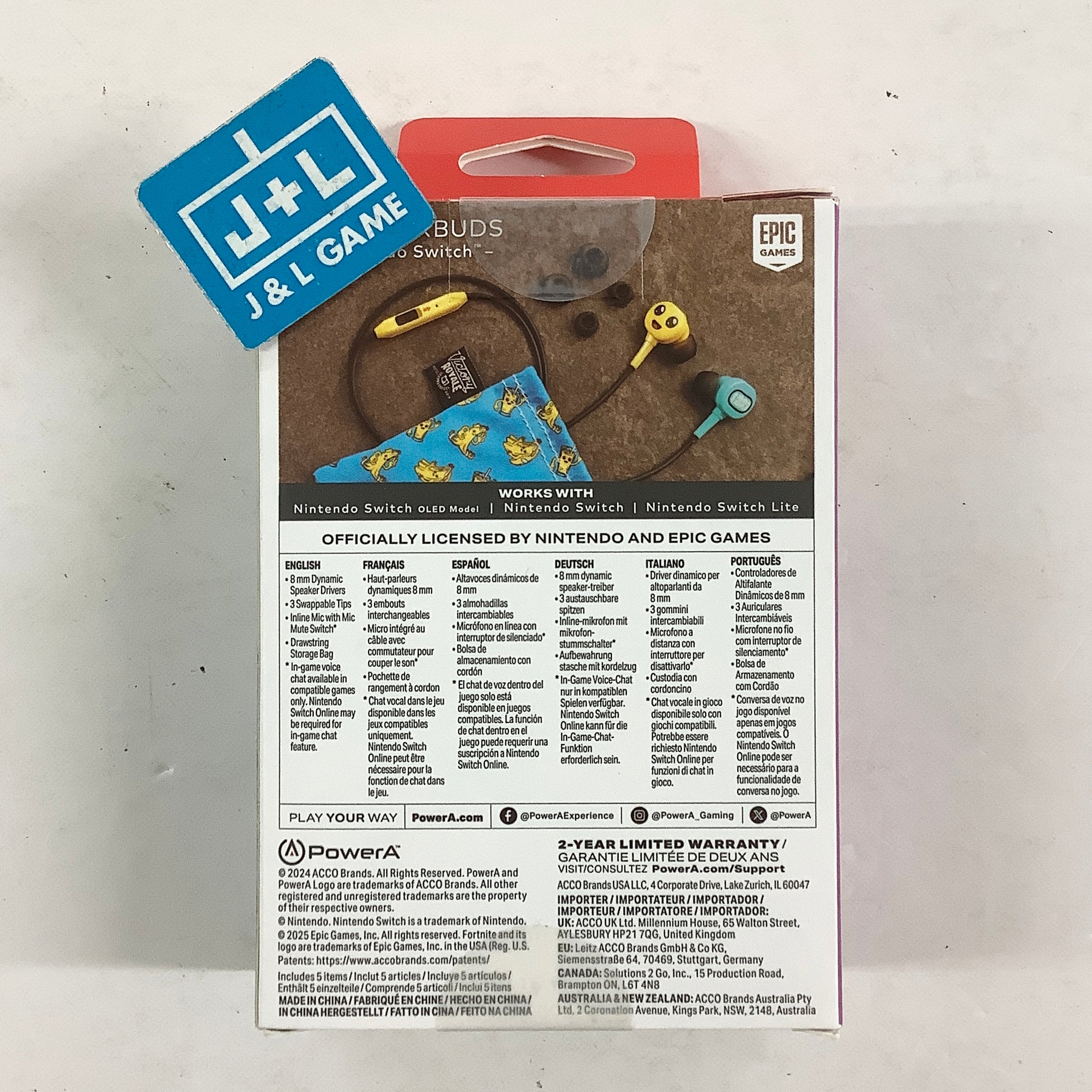 PowerA Wired Earbuds (Fortnite Peely) - (NSW) Nintendo Switch ACCESSORIES PowerA
