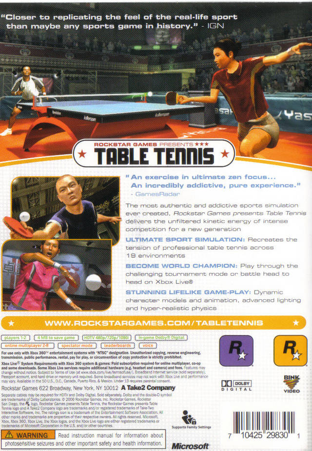 Table Tennis - Xbox 360 – J&L Video Games New York City