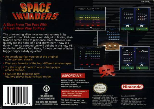 Space Invaders - (SNES) Super Nintendo [Pre-Owned] Video Games Electro Brain   
