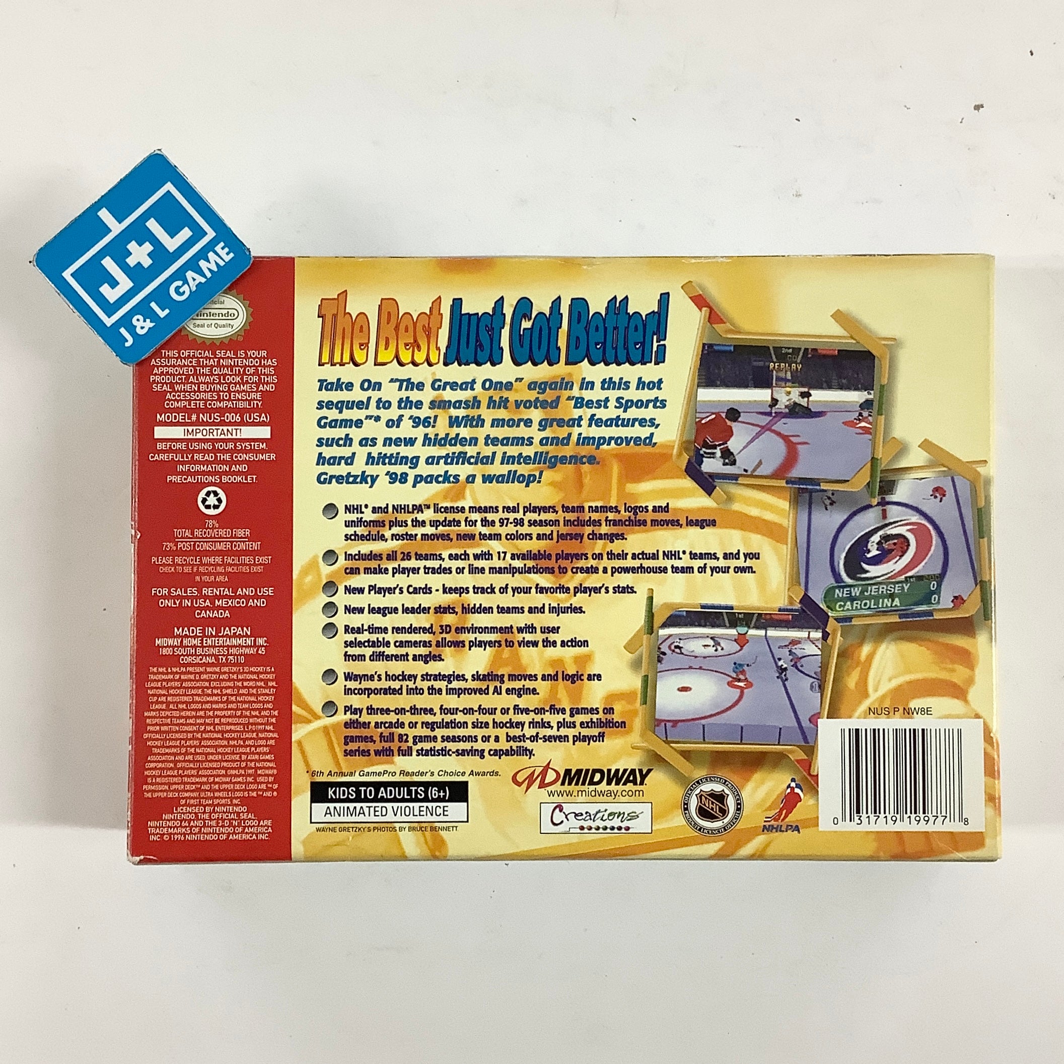 Wayne Gretzky's 3D Hockey '98 - (N64) Nintendo 64 [Pre-Owned] Video Games Midway