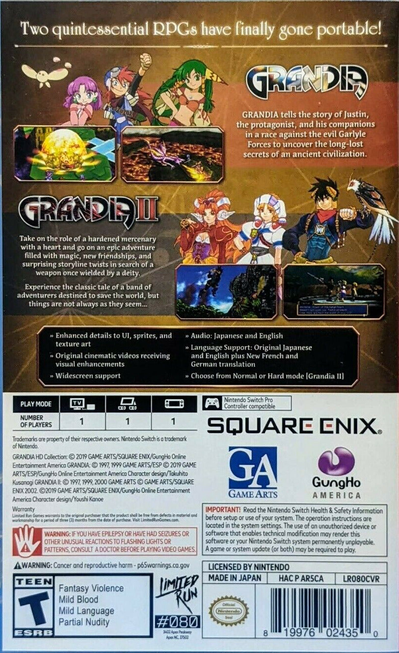 Grandia HD Collection (Limited Run #080) - (NSW) Nintendo Switch