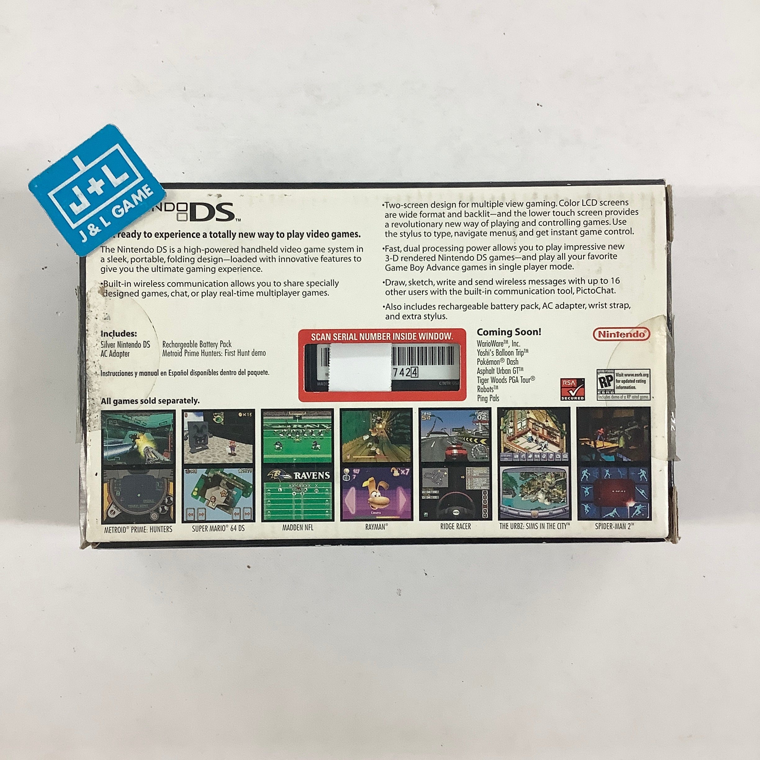 Nintendo DS Console (Platinum Silver with Metroid Prime Hunters Demo) - (NDS) Nintendo DS [Pre-Owned] Consoles Nintendo