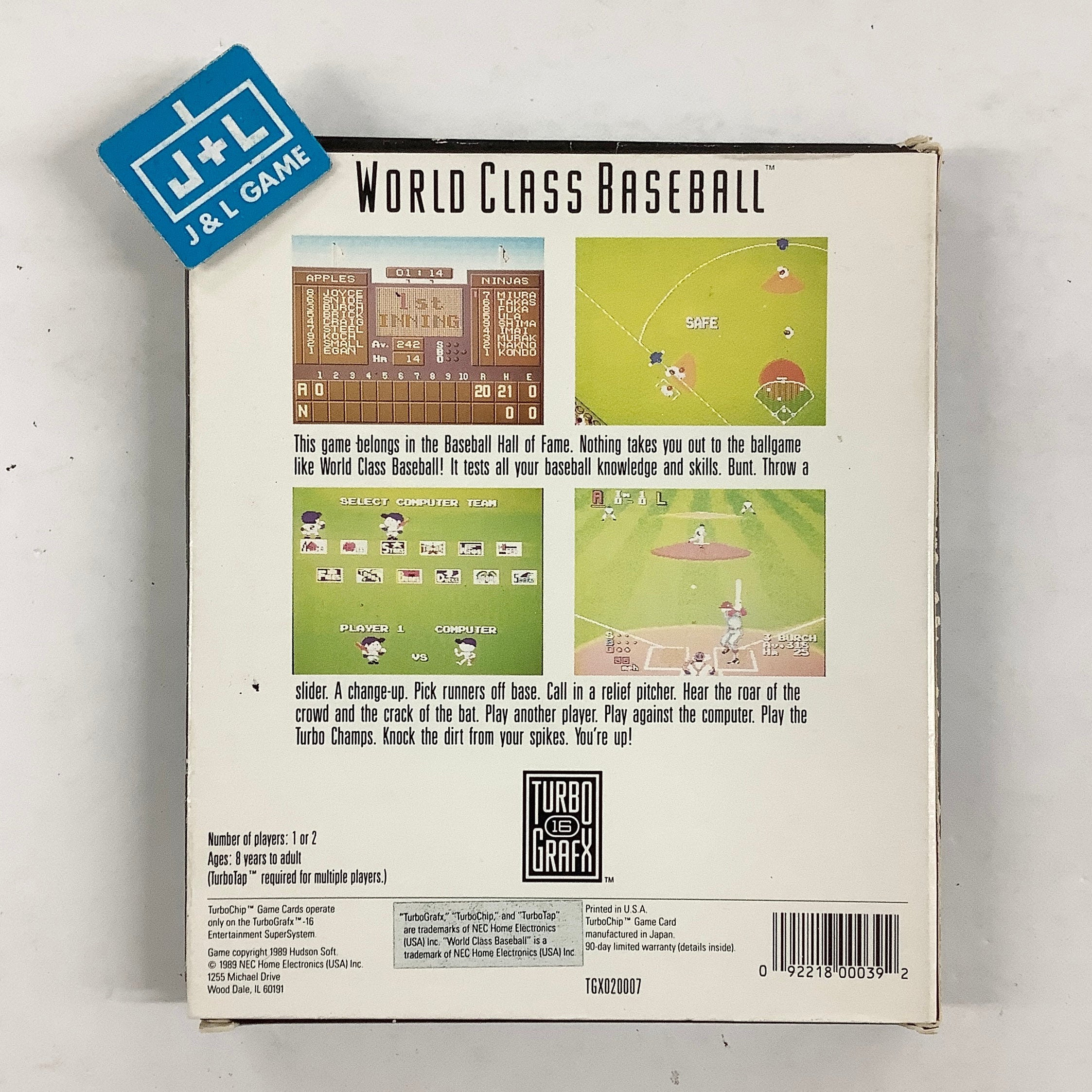 World Class Baseball - TurboGrafx-16 [Pre-Owned] Video Games NEC Interchannel