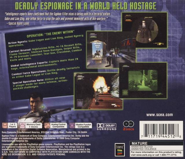 Syphon Filter 2 (Greatest Hits) - (PS1) Playstation 1 [Pre-Owned] Video Games 989 Studios