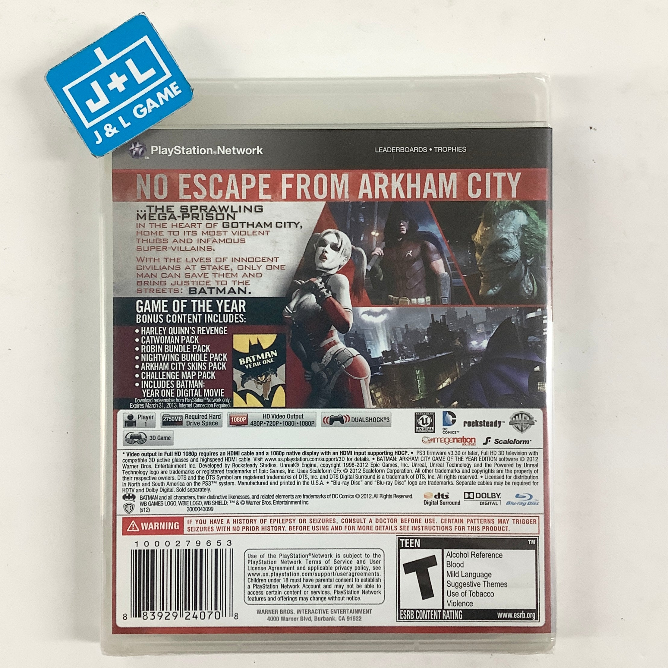 Batman: Arkham City - Game of the Year Edition - (PS3) PlayStation 3 Video Games Warner Bros. Interactive Entertainment