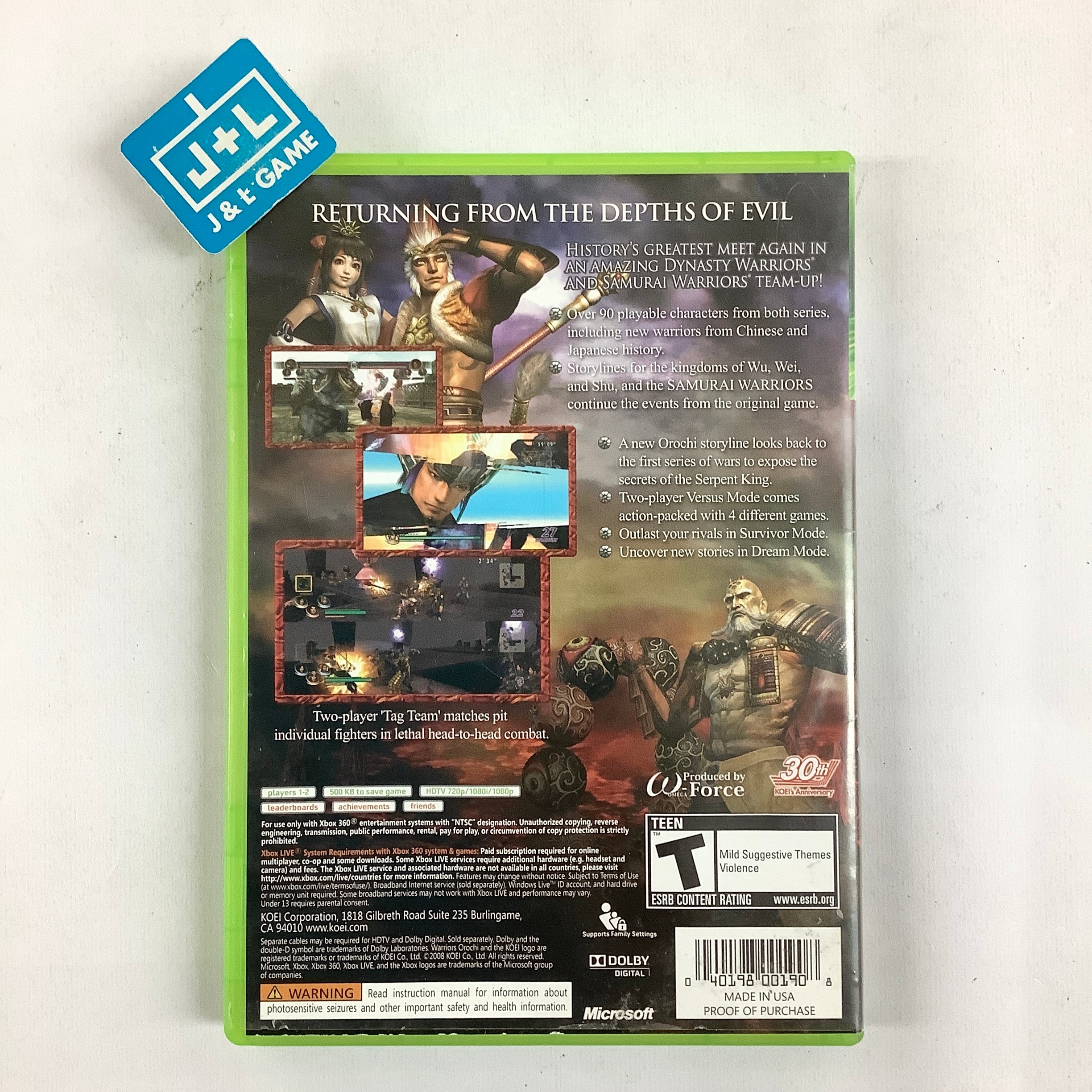 Warriors Orochi 2 - Xbox 360 [Pre-Owned] Video Games Koei