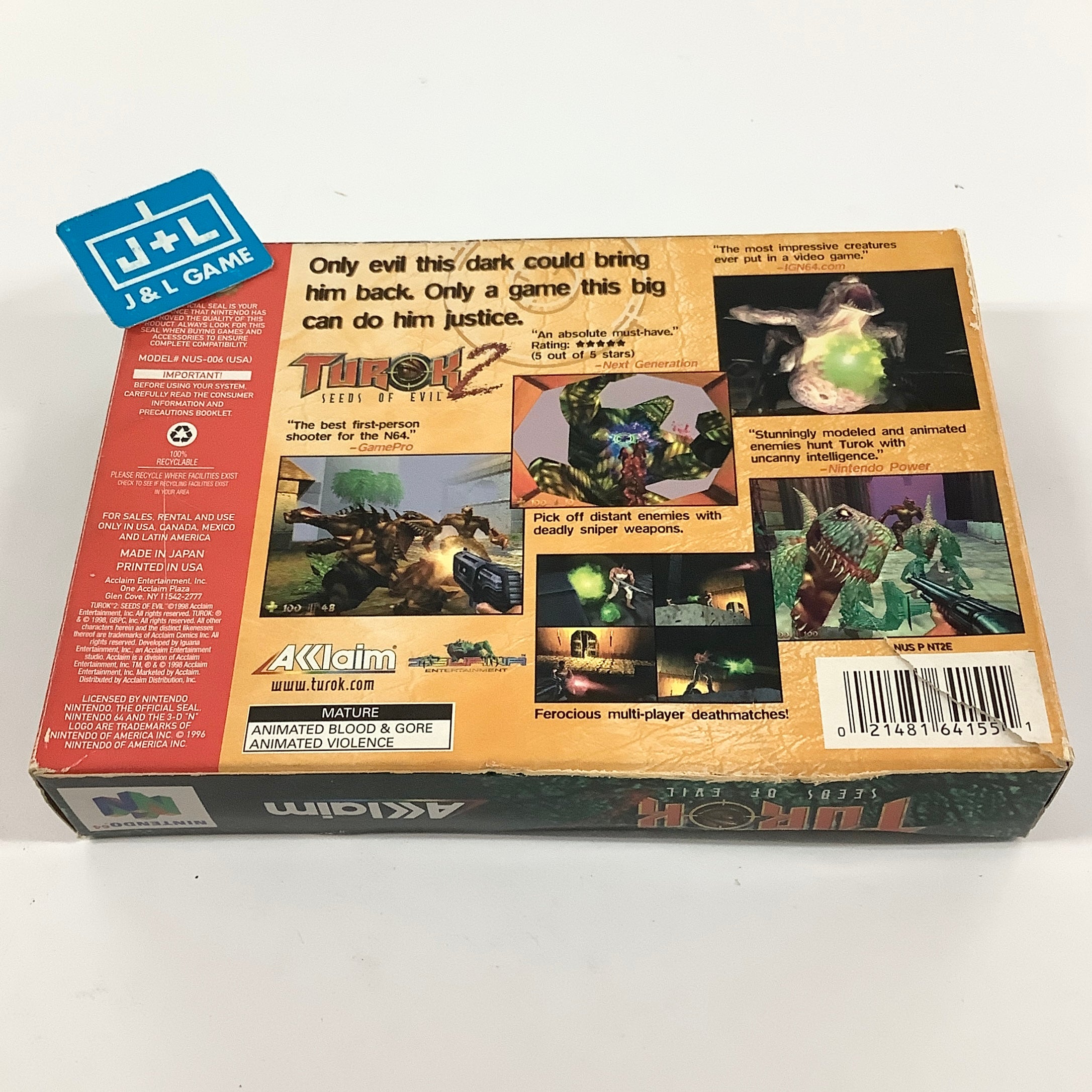 Turok 2: Seeds of Evil - (N64) Nintendo 64 [Pre-Owned] Video Games Acclaim