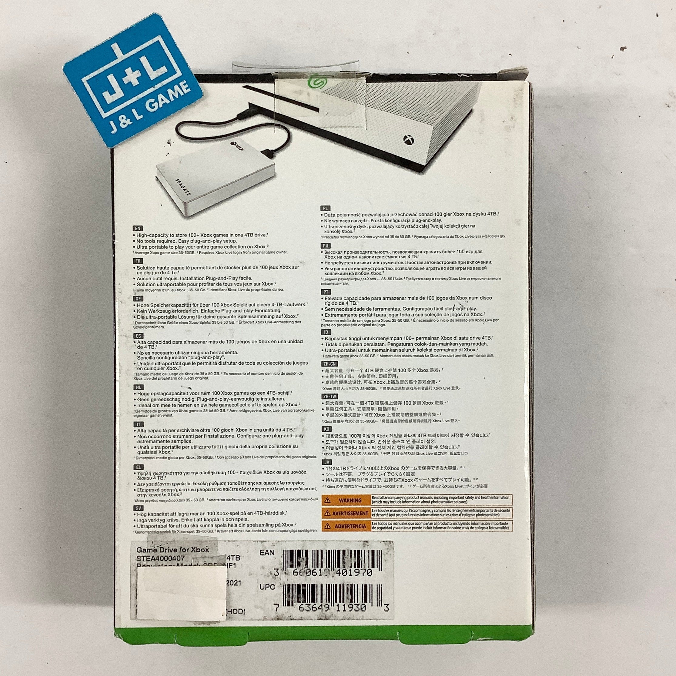 Seagate Game Drive for Xbox Game Pass Special Edition 4TB (White - (XB1) Xbox One ACCESSORIES Seagate