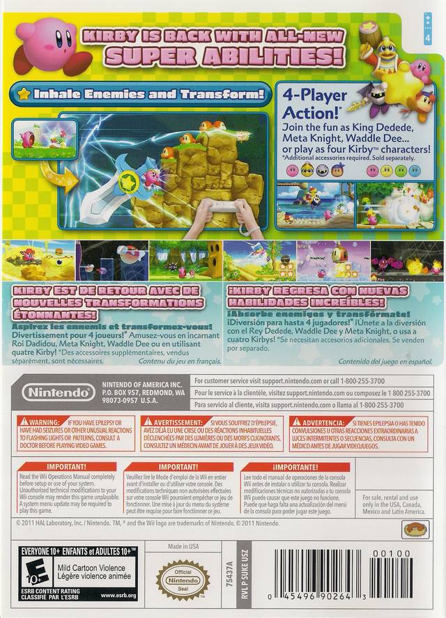 【中古】 Kirby’s Return to Dream Land (星のカービィ Wii) Wii 北米版 Kirby's Return to Dream Land (Nintendo Wii, 2011) for sale