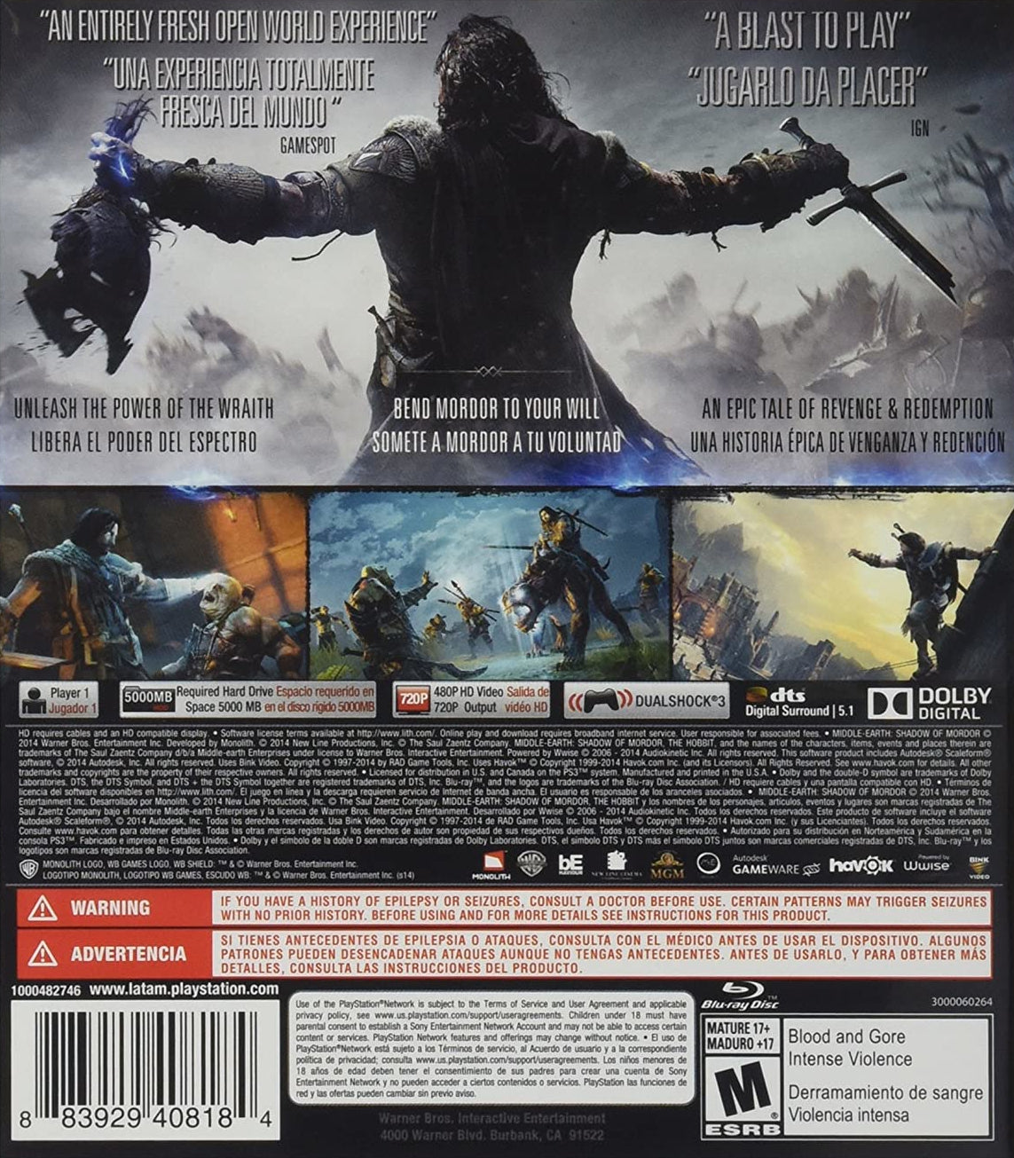 Middle Earth: Shadow of Mordor - (PS3) PlayStation 3 [Pre-Owned] Video Games Codemasters   