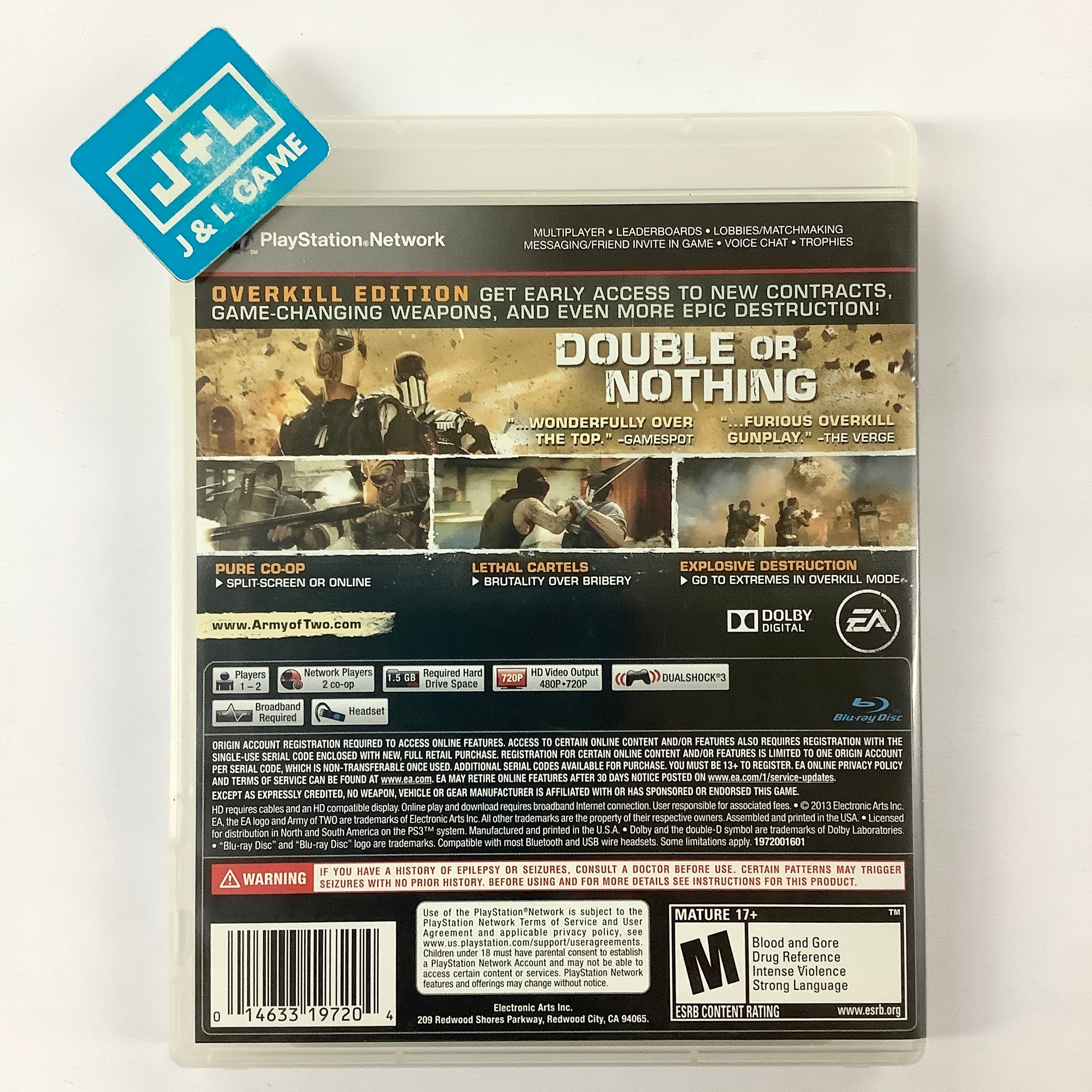 Army of Two: The Devil's Cartel - (PS3) PlayStation 3 [Pre-Owned] Video Games Electronic Arts   