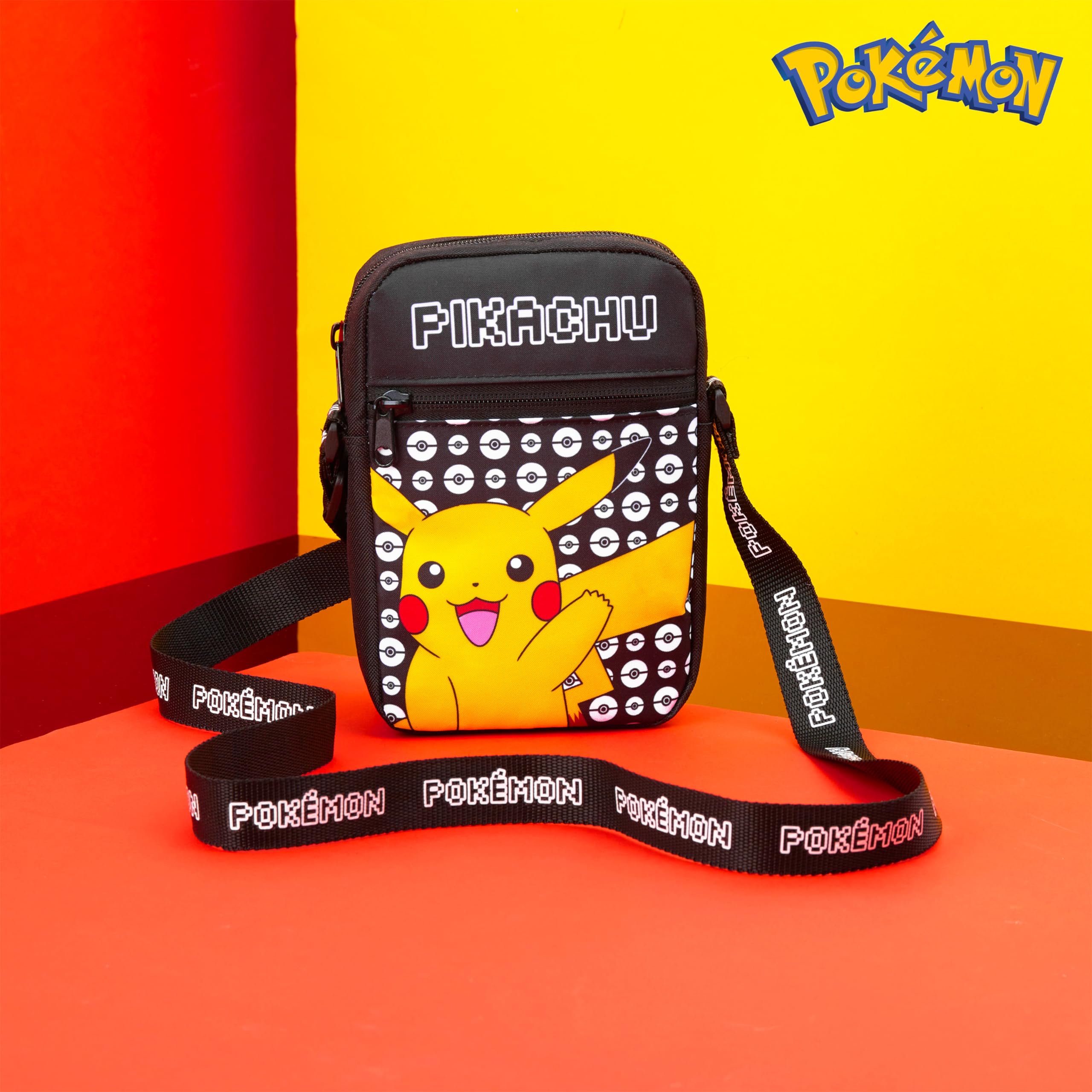 Pokemon Shoulder Bag Cross Body Bag for Kids - Adjustable Strap Kids Pikachu Small Travel Bag - Gamer Gifts (Black Pikachu) HANDBAG Pokémon