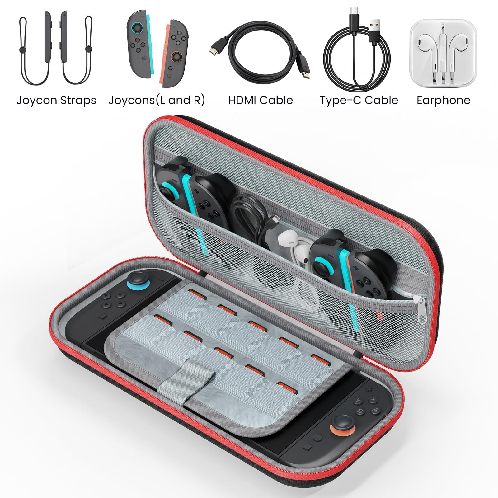 DIGIROOT Nintendo Switch 2 Travel Carrying Case Hard Shell Protective (Black & Red) - (NS2) Nintendo Switch 2 ACCESSORIES DIGIROOT